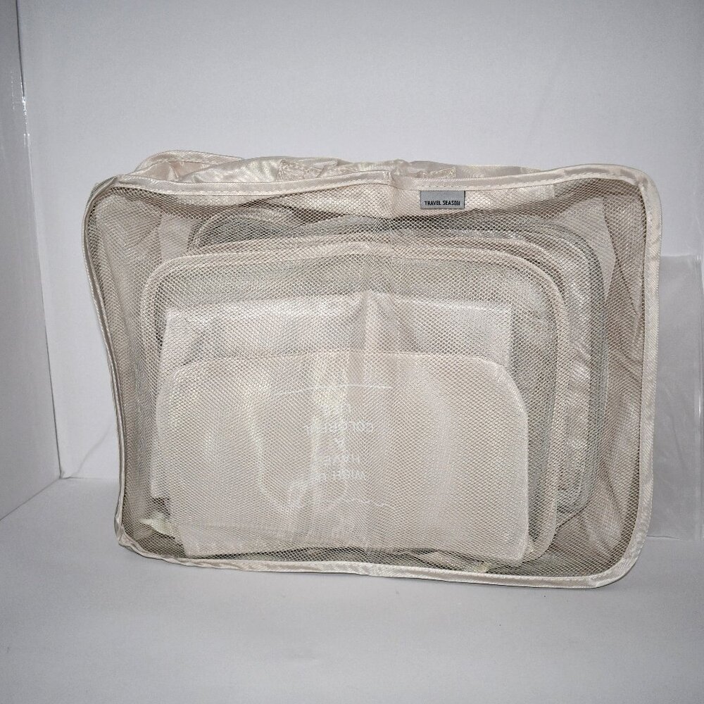 Travel Season 7 Piece Travel Packing Set in Beige – NIP Details: Polyester 4 Zip